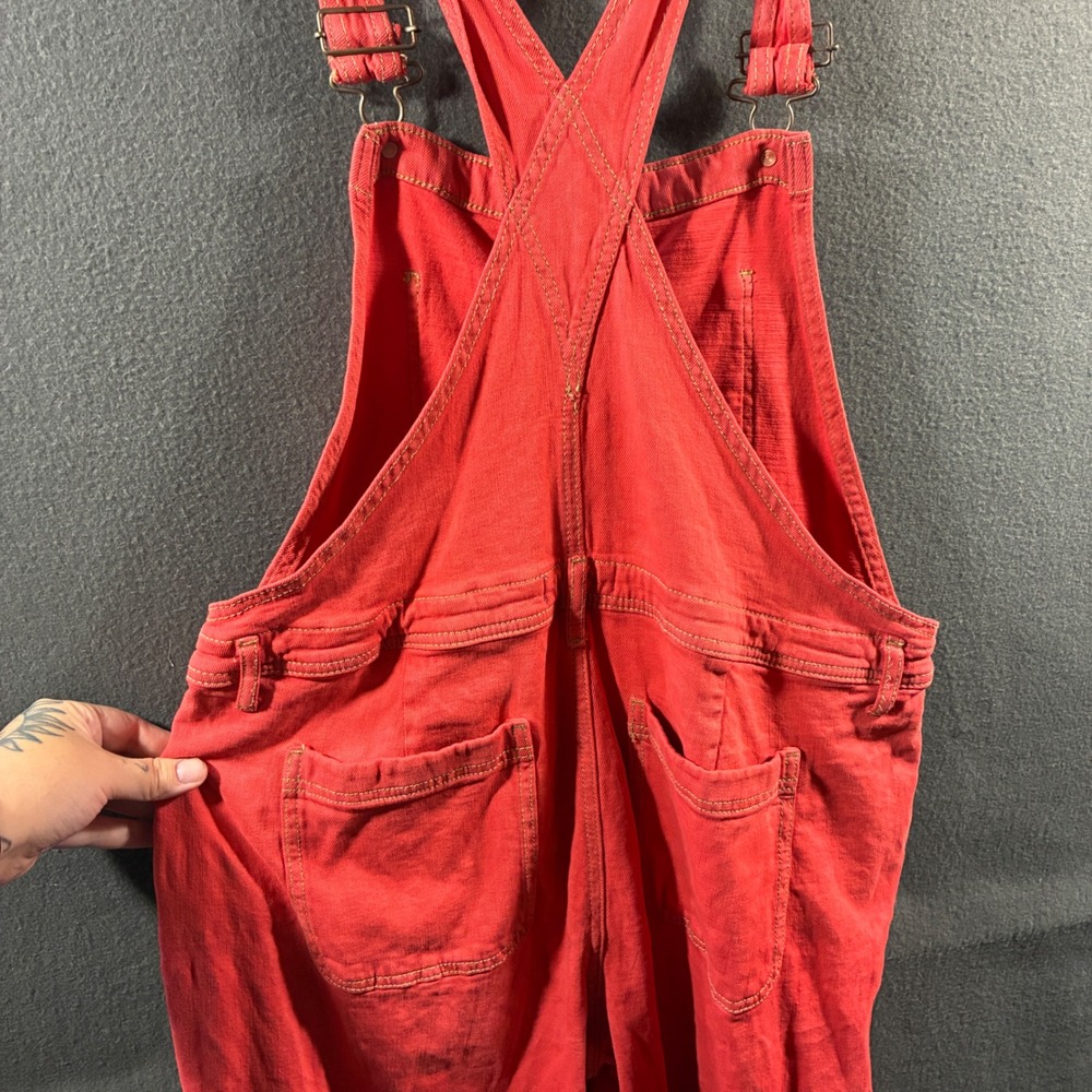 Sonoma women denim Overalls large Red Stretch Cotton Lyocell relaxed boho artsy - Picture 6 of 9